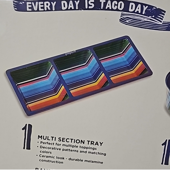 Prepara 6pc Melamine Taco Serving Set - Picture 7 of 9